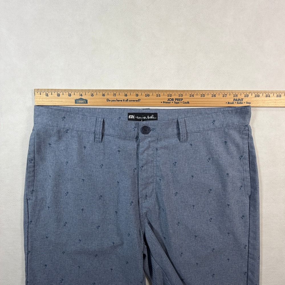 Travis Mathew Mens Blue Palm Tree Print Golf Shorts Size 36 Heathered Hybrid - Picture 3 of 12